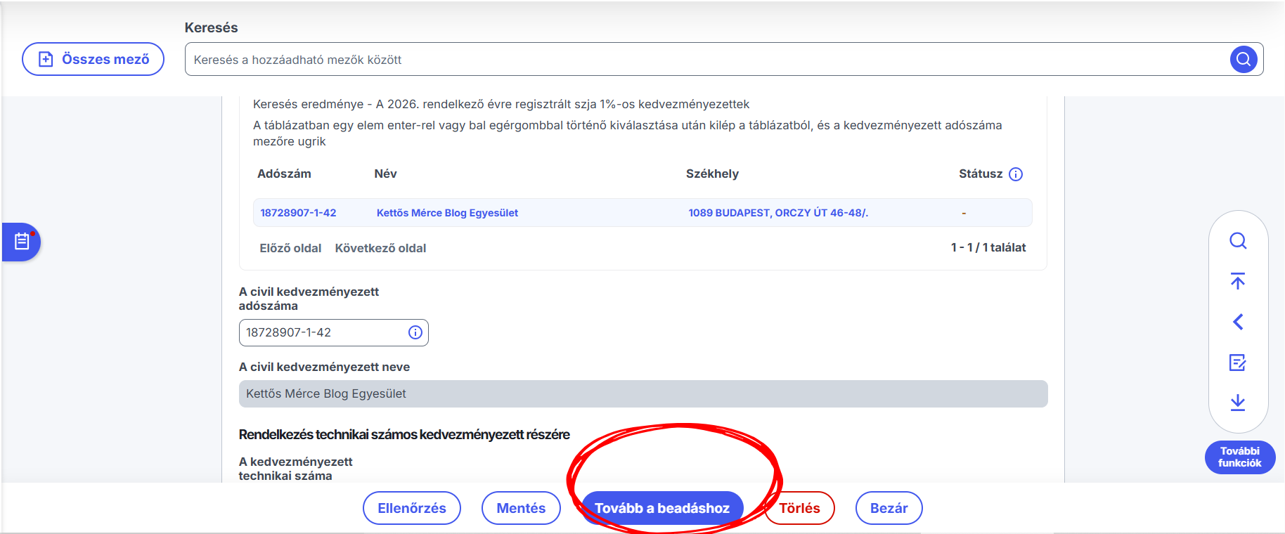 1% nyilatkozat véglegesítése